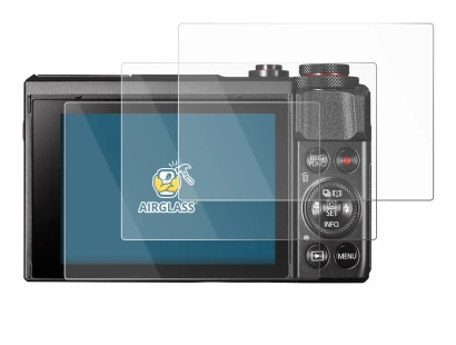 Abbildung des Geräts Canon PowerShot G7 X Mark II mit einer Vielzahl des Displayschutzes.