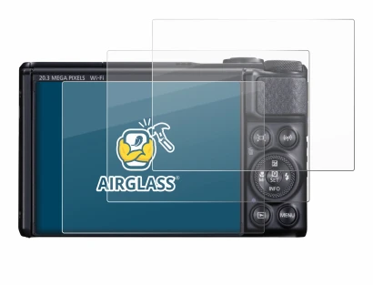 Abbildung des Geräts Canon PowerShot SX740 HS mit einer Vielzahl des Displayschutzes.