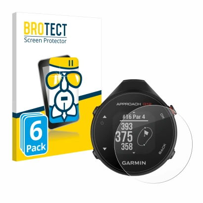 Vorderseite einer Produktverpackung mit dem Markenlogo BROTECT. Daneben ist das Gerät Garmin Approach G12 mit dem zugehörigen 