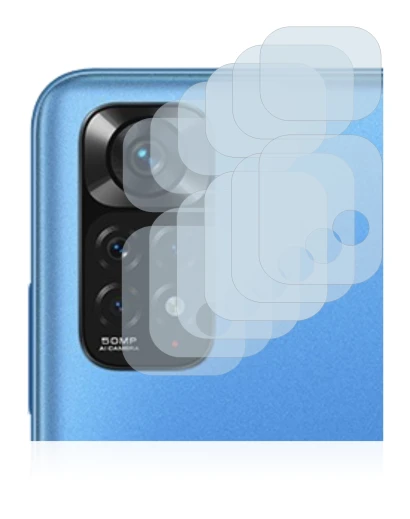 Abbildung des Geräts Xiaomi Redmi Note 11 (NUR Kameraschutz) mit einer Vielzahl des Displayschutzes.
