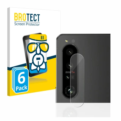 Vorderseite einer Produktverpackung mit dem Markenlogo BROTECT. Daneben ist das Gerät Sony Xperia 1 IV (NUR Kameraschutz) mit