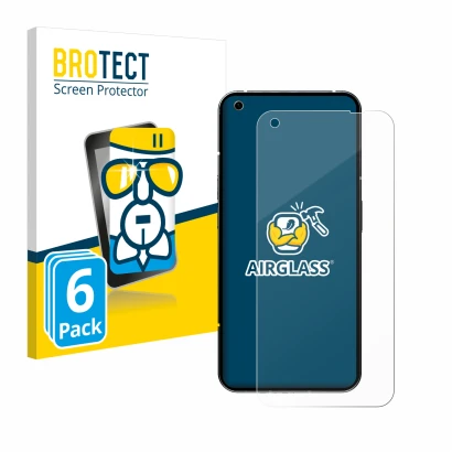 Vorderseite einer Produktverpackung mit dem Markenlogo BROTECT. Daneben ist das Gerät Nothing Phone (1) mit dem zugehörigen Di