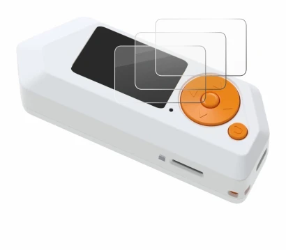 Abbildung des Geräts Flipper Zero FZ.1 mit einer Vielzahl des Displayschutzes.