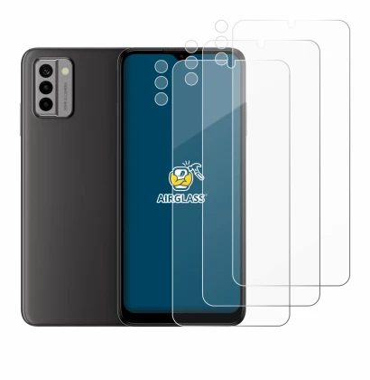 Abbildung des Geräts Nokia G22 (Display+Kamera) mit einer Vielzahl des Displayschutzes.