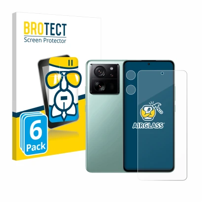 Vorderseite einer Produktverpackung mit dem Markenlogo BROTECT. Daneben ist das Gerät Xiaomi 13T Pro (Display+Kamera) mit dem 