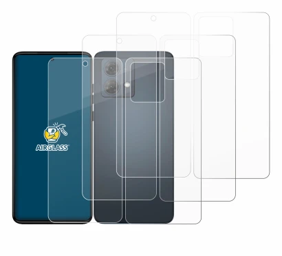Abbildung des Geräts Motorola Moto G84 (Display+Rückseite) mit einer Vielzahl des Displayschutzes.