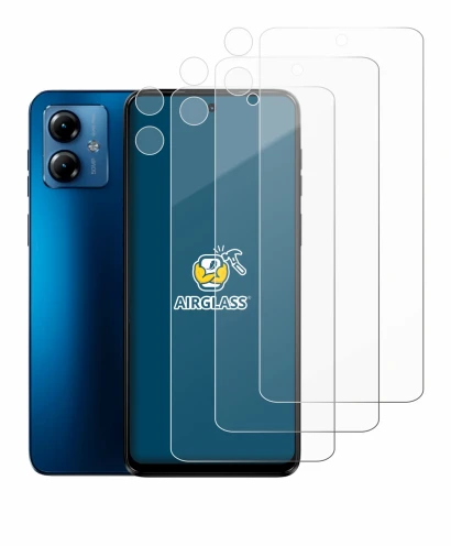 Abbildung des Geräts Motorola Moto G14 (Display+Kamera) mit einer Vielzahl des Displayschutzes.