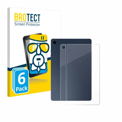Vorderseite einer Produktverpackung mit dem Markenlogo BROTECT. Daneben ist das Gerät Samsung Galaxy Tab A9 Plus 5G (Rückseite