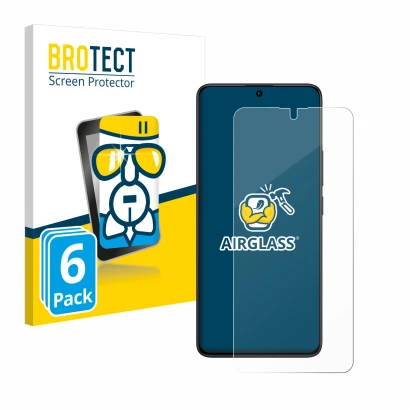 Vorderseite einer Produktverpackung mit dem Markenlogo BROTECT. Daneben ist das Gerät Xiaomi Redmi Note 13 Pro 5G mit dem zuge