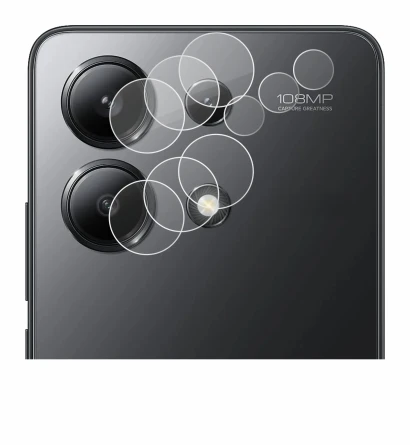 Abbildung des Geräts Xiaomi Redmi Note 13 (NUR Kameraschutz) mit einer Vielzahl des Displayschutzes.