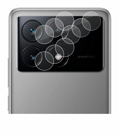 Abbildung des Geräts Xiaomi Poco X6 Pro (NUR Kameraschutz) mit einer Vielzahl des Displayschutzes.