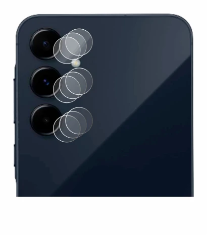 Abbildung des Geräts Samsung Galaxy A35 5G (NUR Kameraschutz) mit einer Vielzahl des Displayschutzes.