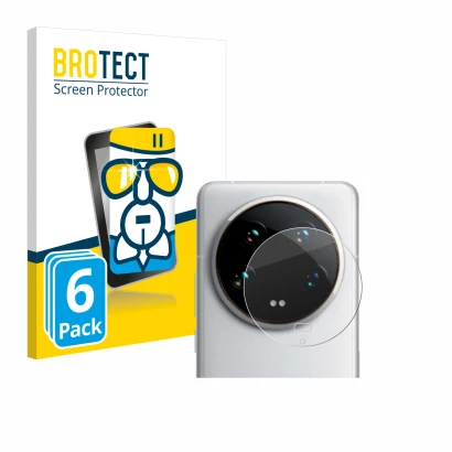 Vorderseite einer Produktverpackung mit dem Markenlogo BROTECT. Daneben ist das Gerät Xiaomi 14 Ultra (NUR Kameraschutz) mit d