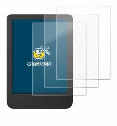 Abbildung des Geräts Tolino Shine 5 Color 2024 mit einer Vielzahl des Displayschutzes.