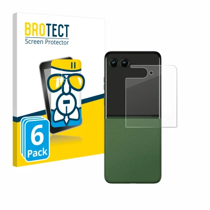 Vorderseite einer Produktverpackung mit dem Markenlogo BROTECT. Daneben ist das Gerät Motorola Razr 50 Ultra (Hinteres Display