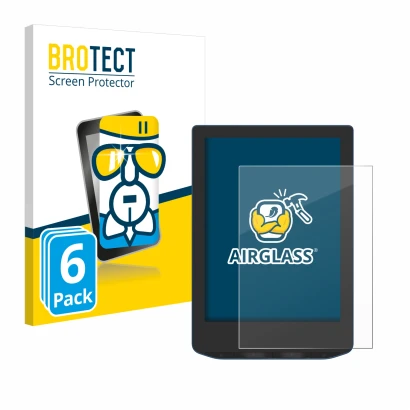 Vorderseite einer Produktverpackung mit dem Markenlogo BROTECT. Daneben ist das Gerät PocketBook Verse Pro Color mit dem zugeh