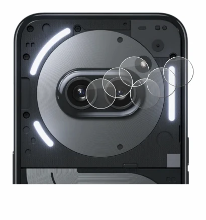 Abbildung des Geräts Nothing Phone (2a) Plus (NUR Kameraschutz) mit einer Vielzahl des Displayschutzes.