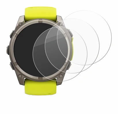 Abbildung des Geräts Garmin Fenix 8 Solar (51 mm) mit einer Vielzahl des Displayschutzes.