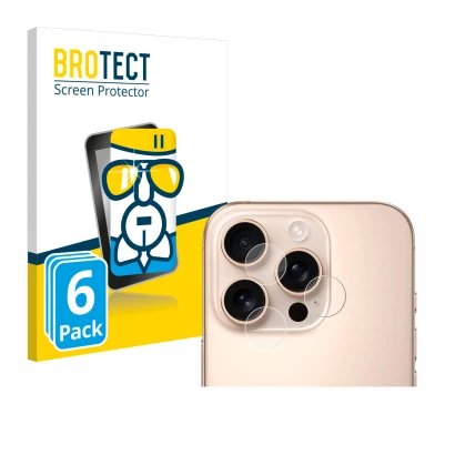 Vorderseite einer Produktverpackung mit dem Markenlogo BROTECT. Daneben ist das Gerät Apple iPhone 16 Pro Max (NUR Kameraschut