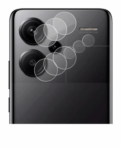 Abbildung des Geräts Xiaomi Redmi Note 13 Pro+ 5G (NUR Kameraschutz) mit einer Vielzahl des Displayschutzes.