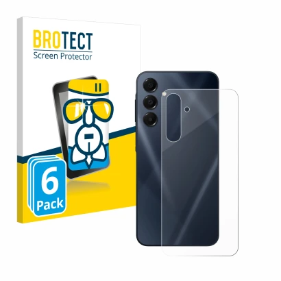 Vorderseite einer Produktverpackung mit dem Markenlogo BROTECT. Daneben ist das Gerät Samsung Galaxy A16 5G (Rückseite) mit de