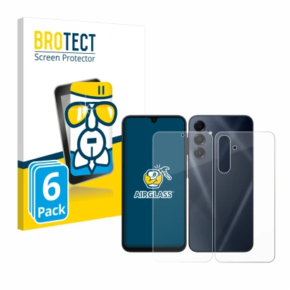 Vorderseite einer Produktverpackung mit dem Markenlogo BROTECT. Daneben ist das Gerät Samsung Galaxy A16 5G (Display+Rückseite