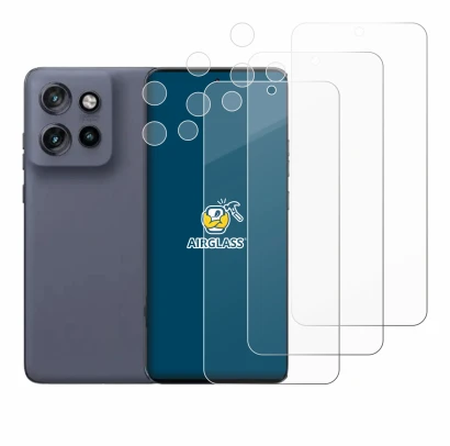 Abbildung des Geräts Motorola Edge 50 Neo (Display+Kamera) mit einer Vielzahl des Displayschutzes.