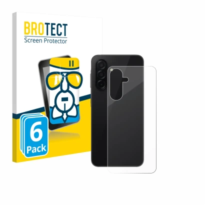 Vorderseite einer Produktverpackung mit dem Markenlogo BROTECT. Daneben ist das Gerät Samsung Galaxy A26 5G (Rückseite) mit de