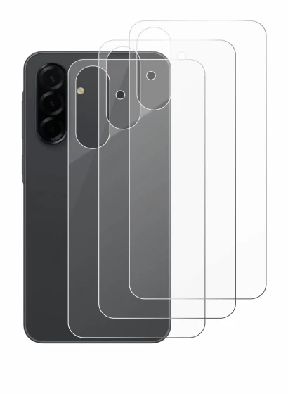 Abbildung des Geräts Samsung Galaxy A36 5G (Rückseite) mit einer Vielzahl des Displayschutzes.