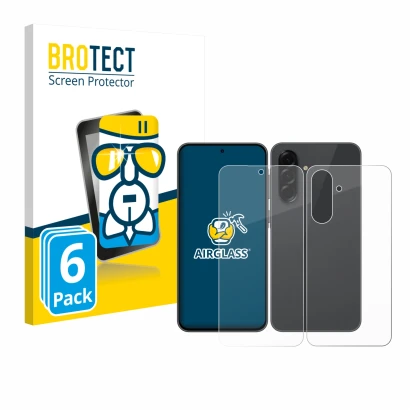 Vorderseite einer Produktverpackung mit dem Markenlogo BROTECT. Daneben ist das Gerät Samsung Galaxy A36 5G (Display+Rückseite