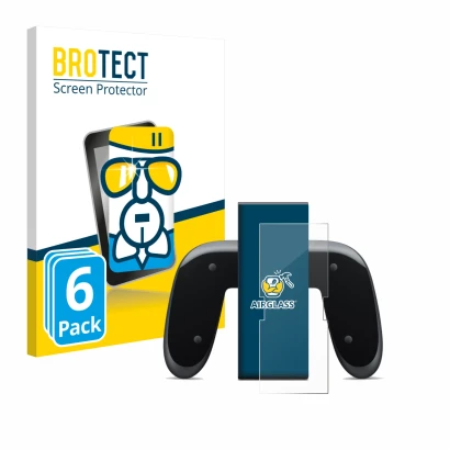 Vorderseite einer Produktverpackung mit dem Markenlogo BROTECT. Daneben ist das Gerät Nintendo Switch 2 Joy-Con 2-Holder mit d