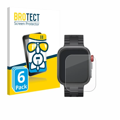 Vorderseite einer Produktverpackung mit dem Markenlogo BROTECT. Daneben ist das Gerät Huawei Watch Fit 4 Pro mit dem zugehörig
