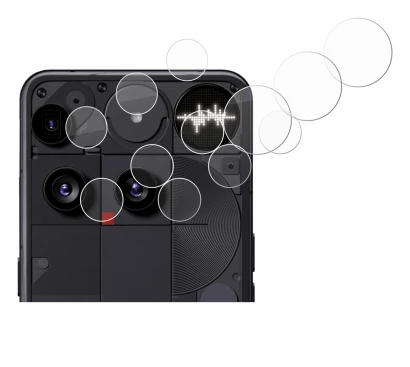 Abbildung des Geräts Nothing Phone (3) (NUR Kameraschutz) mit einer Vielzahl des Displayschutzes.