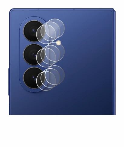 Abbildung des Geräts Samsung Galaxy Z Fold 7 (NUR Kameraschutz) mit einer Vielzahl des Displayschutzes.