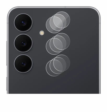 Abbildung des Geräts Samsung Galaxy S25 FE (NUR Kameraschutz) mit einer Vielzahl des Displayschutzes.