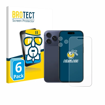 Vorderseite einer Produktverpackung mit dem Markenlogo BROTECT. Daneben ist das Gerät Apple iPhone 17 Pro Max (Display+Kamera)