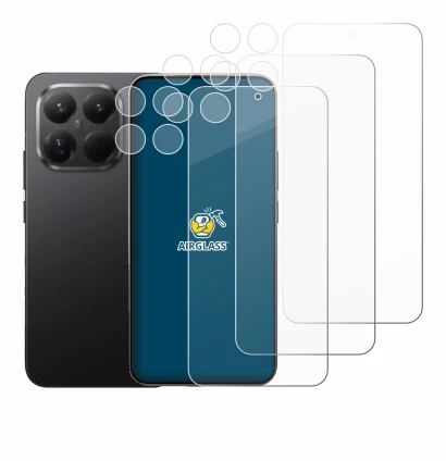 Abbildung des Geräts Xiaomi 15T Pro (Display+Kamera) mit einer Vielzahl des Displayschutzes.