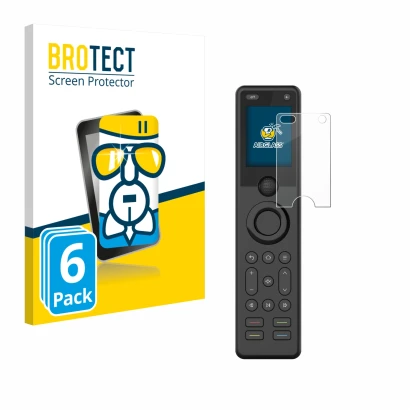 Vorderseite einer Produktverpackung mit dem Markenlogo BROTECT. Daneben ist das Gerät Sofabaton X1S mit dem zugehörigen Displa