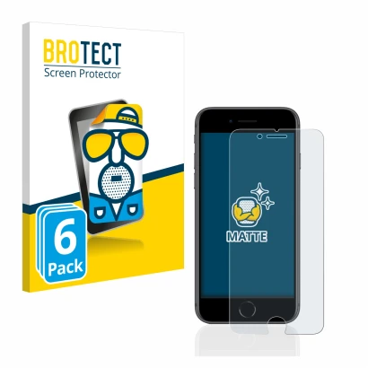 Vorderseite einer Produktverpackung mit dem Markenlogo BROTECT. Daneben ist das Gerät Apple iPhone 8 mit dem zugehörigen Displ