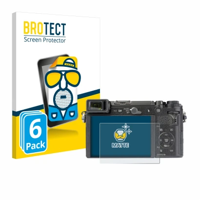 Vorderseite einer Produktverpackung mit dem Markenlogo BROTECT. Daneben ist das Gerät Panasonic Lumix DC-GX9 mit dem zugehörig