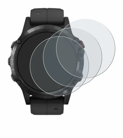 Abbildung des Geräts Garmin Fenix 5 Plus (47 mm) mit einer Vielzahl des Displayschutzes.