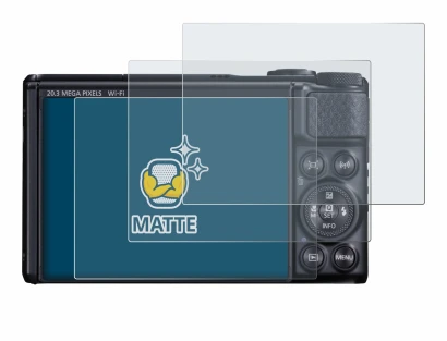 Abbildung des Geräts Canon PowerShot SX740 HS mit einer Vielzahl des Displayschutzes.