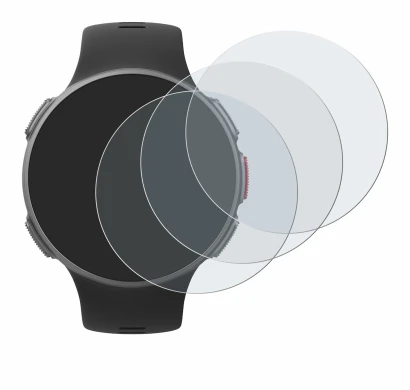 Abbildung des Geräts Polar Vantage V mit einer Vielzahl des Displayschutzes.