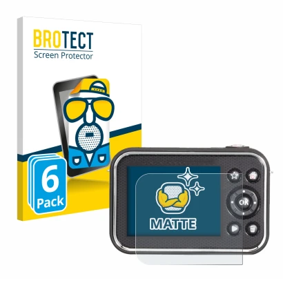 Vorderseite einer Produktverpackung mit dem Markenlogo BROTECT. Daneben ist das Gerät Vtech Kidizoom Video Studio HD mit dem z