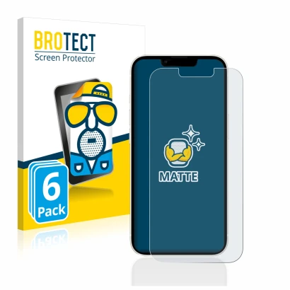 Vorderseite einer Produktverpackung mit dem Markenlogo BROTECT. Daneben ist das Gerät Apple iPhone 13 mit dem zugehörigen Disp