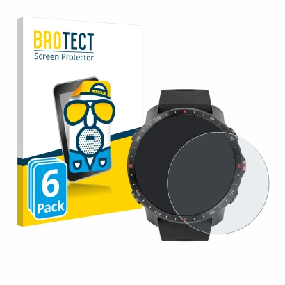 Vorderseite einer Produktverpackung mit dem Markenlogo BROTECT. Daneben ist das Gerät Polar Grit X Pro mit dem zugehörigen Dis