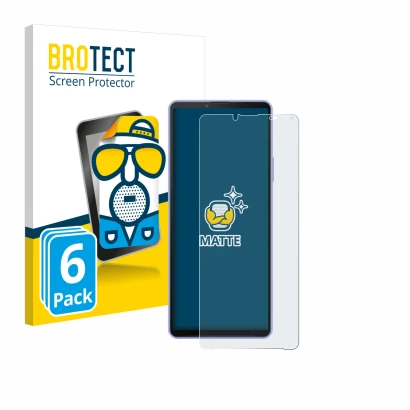 Vorderseite einer Produktverpackung mit dem Markenlogo BROTECT. Daneben ist das Gerät Sony Xperia 10 IV mit dem zugehörigen Di