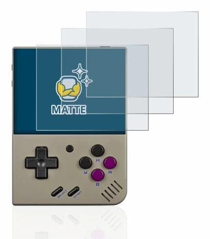 Abbildung des Geräts Miyoo Mini Plus mit einer Vielzahl des Displayschutzes.