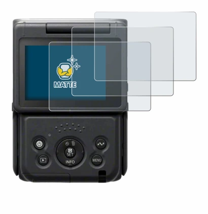 Abbildung des Geräts Canon PowerShot V10 Vlog Camera mit einer Vielzahl des Displayschutzes.