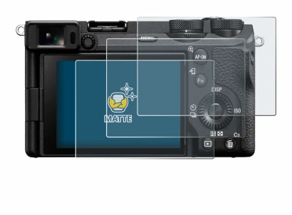 Abbildung des Geräts Sony Alpha 6700 mit einer Vielzahl des Displayschutzes.